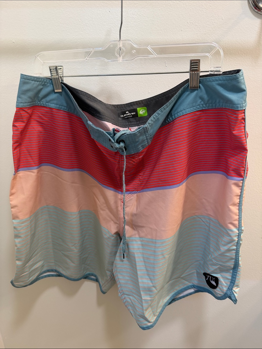 Quiksilver Men’s Multicolor Stripe Boardshorts - Blue/Red/Pink